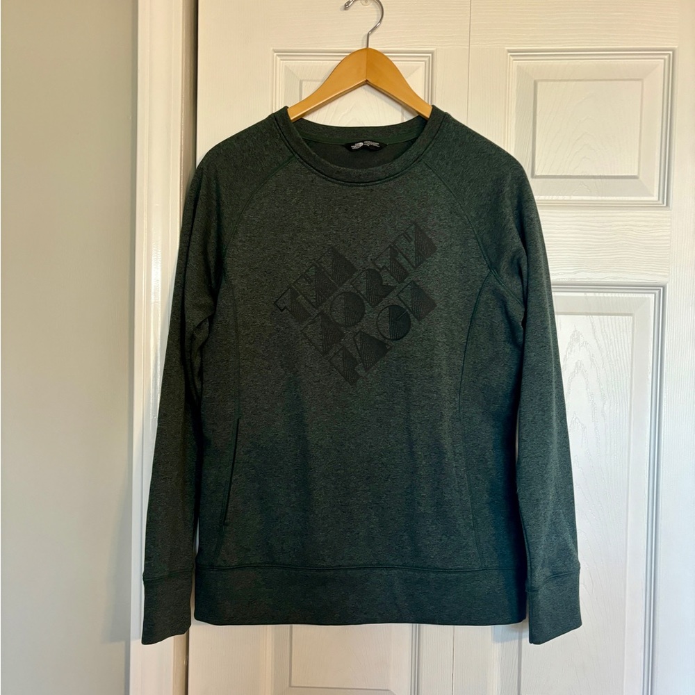 Green North Face sweatshirt